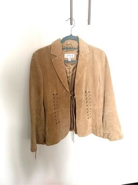 Vintage leather Suede Lace-Up tan Women's Jacket size medium